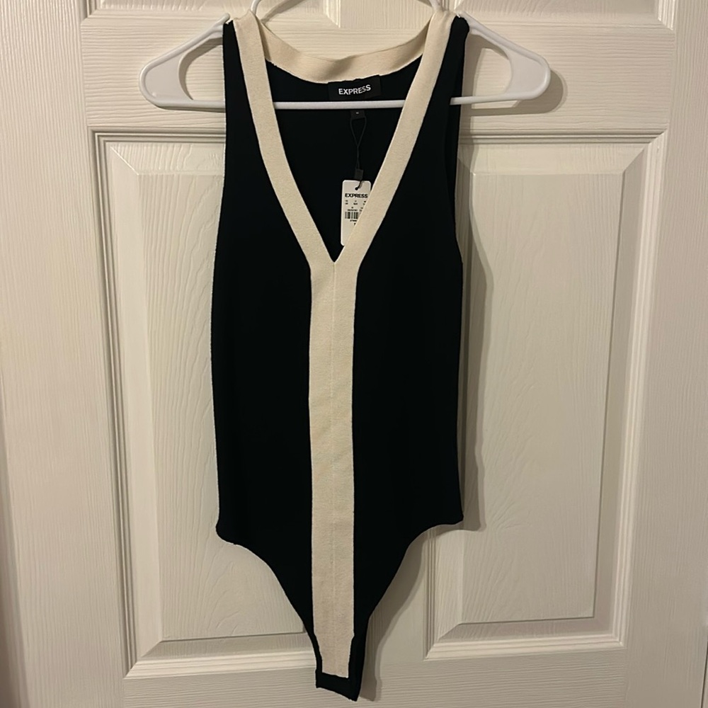 Express black and white sweater bodysuit- new with tags!